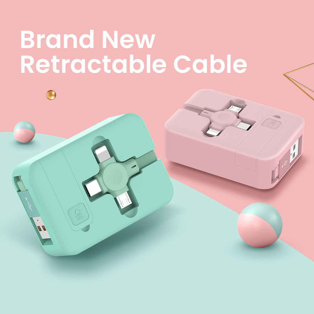 4 In 1 Retractable USB Cable Macaron Type C - Image 2