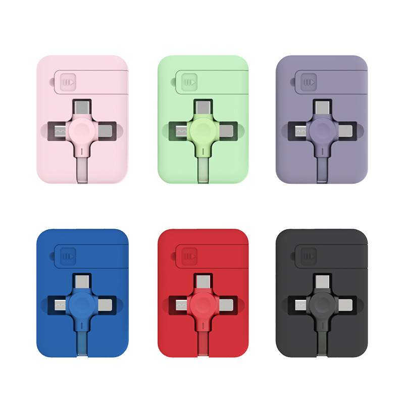 4 In 1 Retractable USB Cable Macaron Type C - Image 3