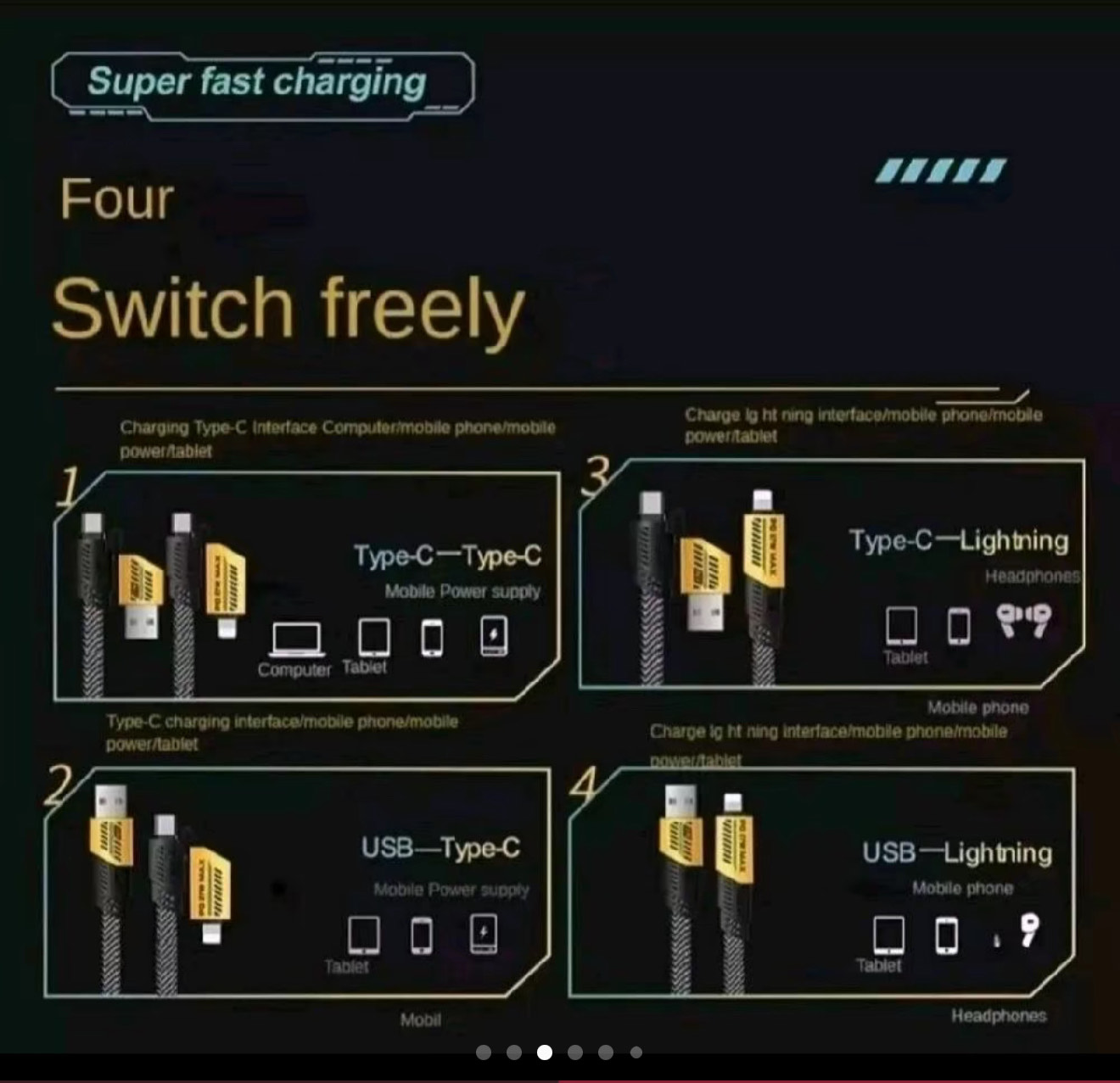 4-in-1 Multi USB Charging Cable 1M Fast PD Charger - Image 4