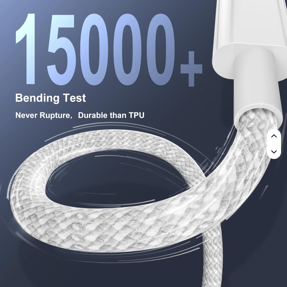 60W Braided USB-C Fast Charging Cable Durable - Image 4