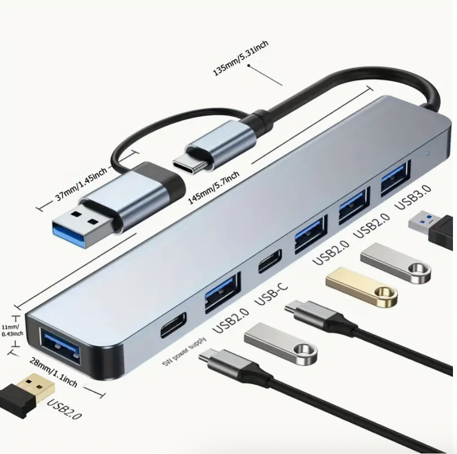 7-in-1 High-Speed USB 3.0 Data Transfer Adapter Hub - Image 3