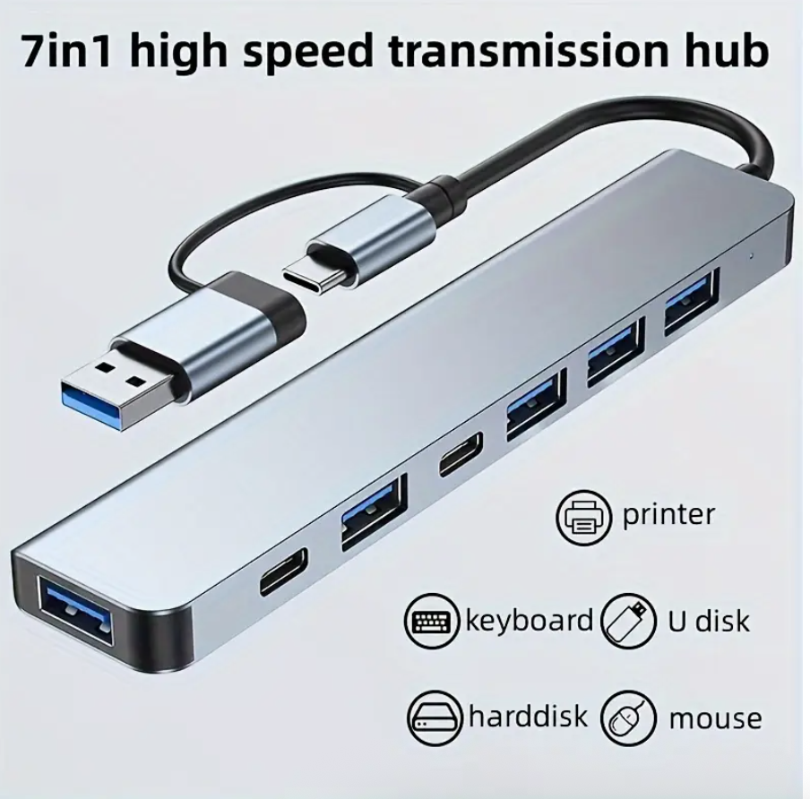 7-in-1 High-Speed USB 3.0 Data Transfer Adapter Hub - Image 5