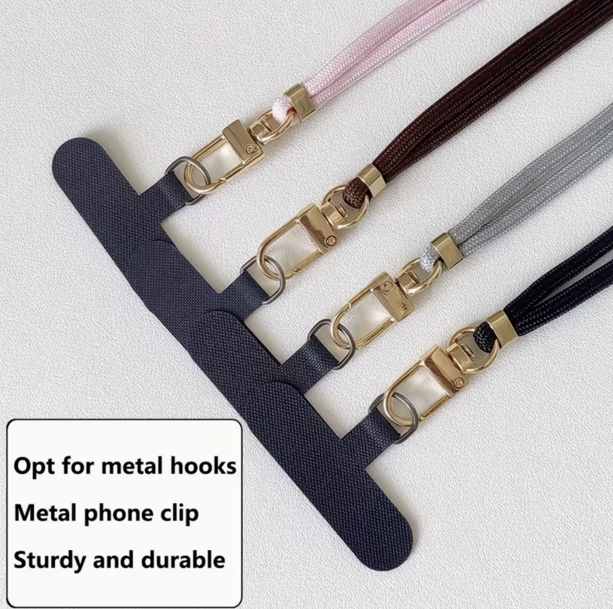 Adjustable Phone Strap Golden-Tone Buckle Crossbody - Image 3