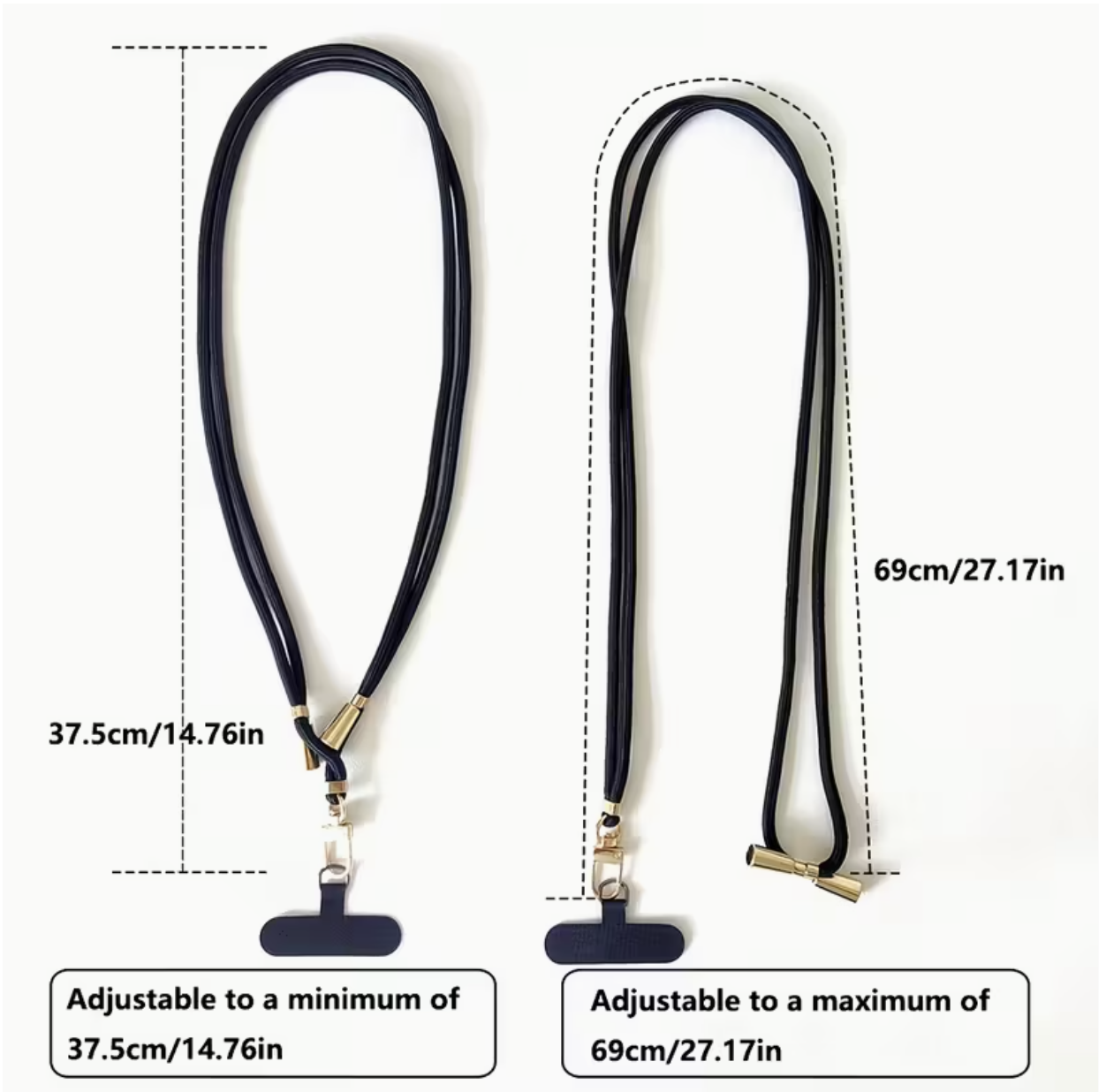 Adjustable Phone Strap Golden-Tone Buckle Crossbody - Image 6