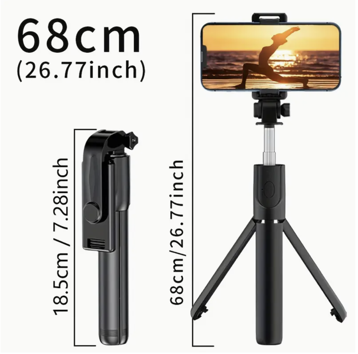 Foldable Selfie Pole Tripod 360 Rotation Anti-Shake - Image 7