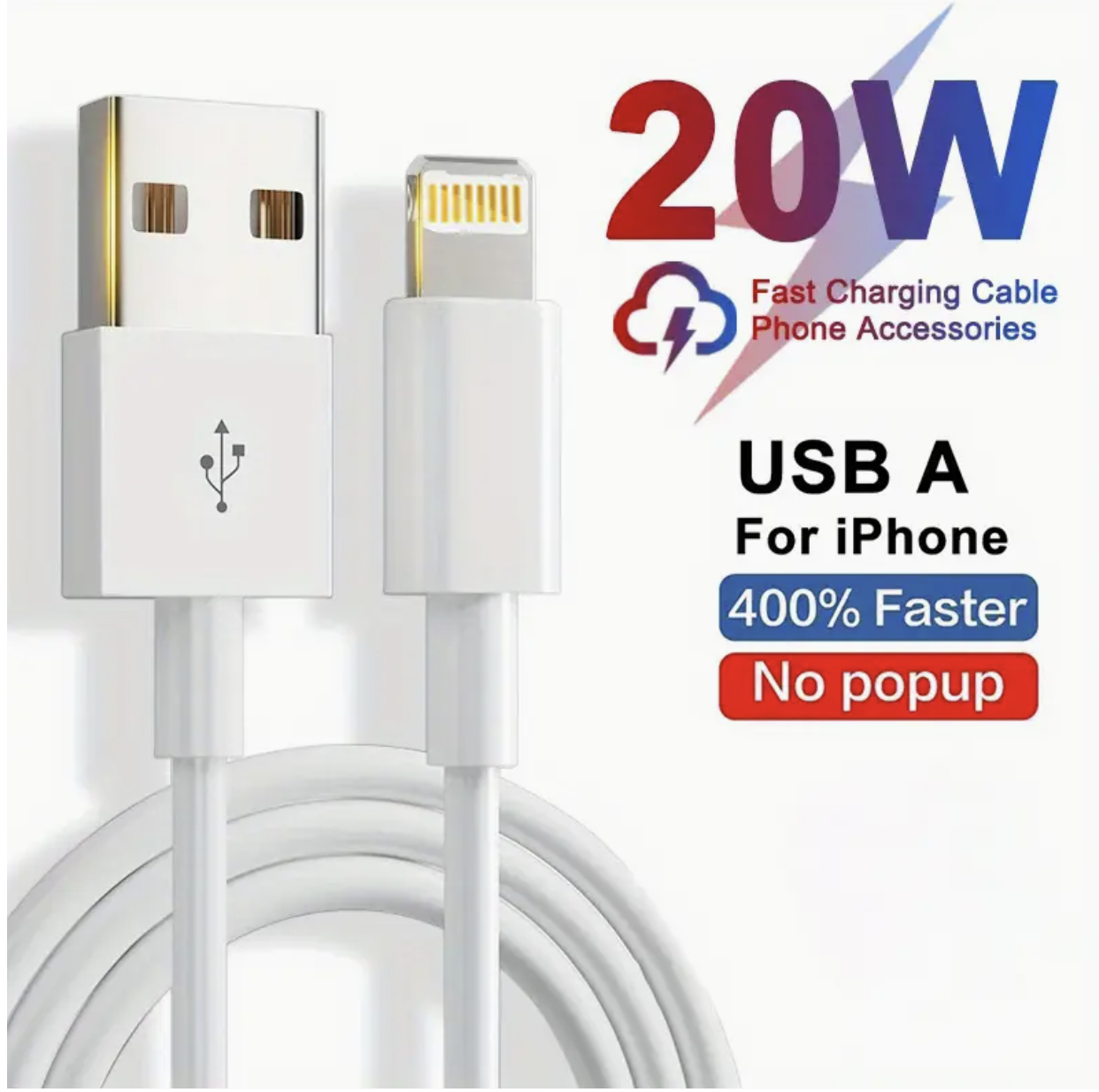 Lightning to USB-A Charging Cable Fast Data Sync - Image 3