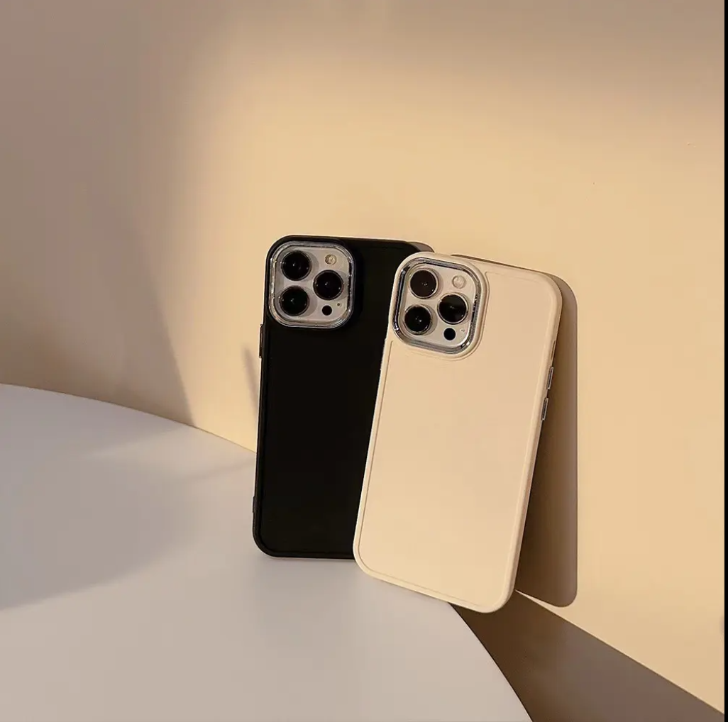 Solid Color Soft Silicone Cover Electroplated Frame - Image 2