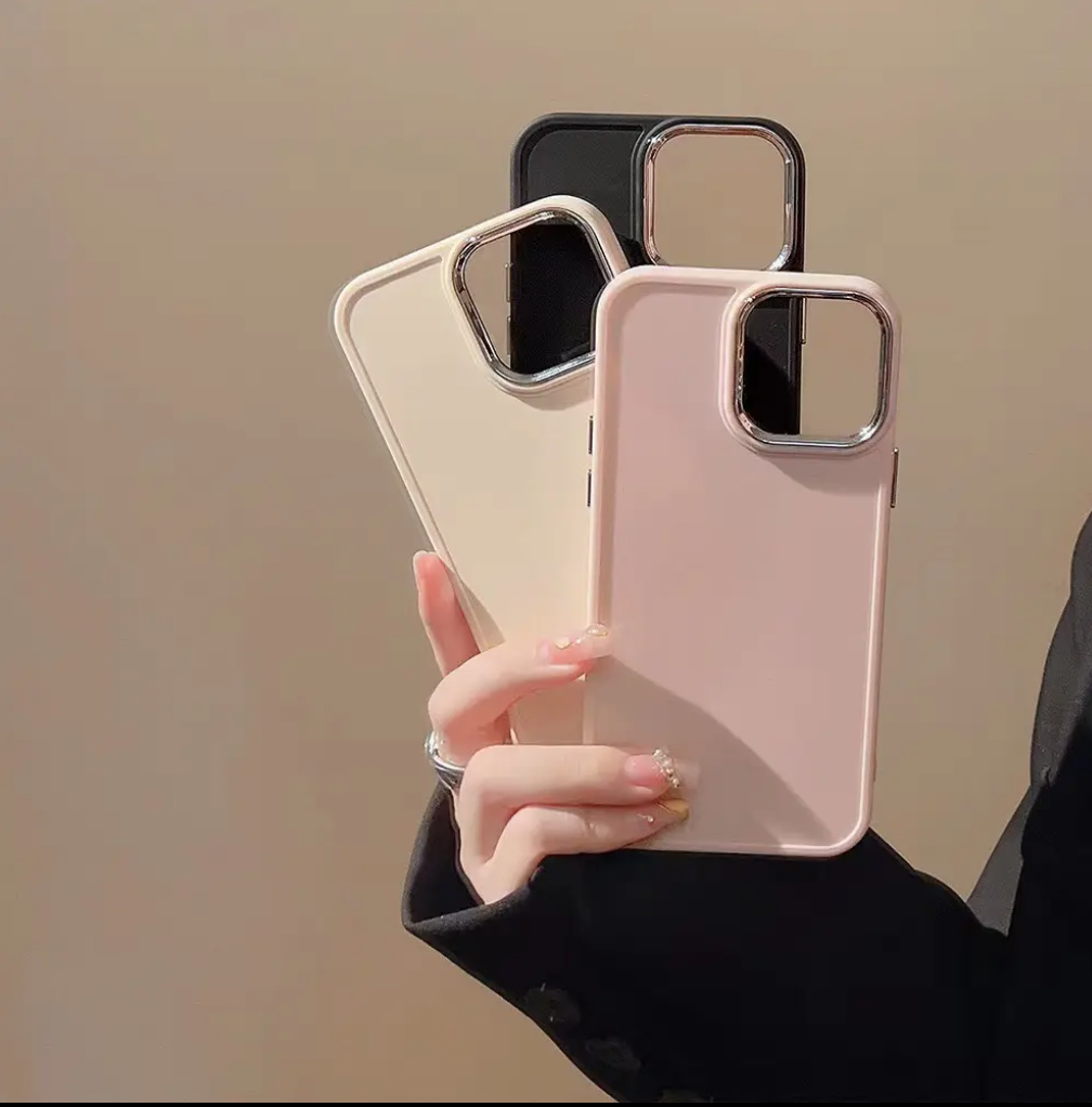 Solid Color Soft Silicone Cover Electroplated Frame - Image 4